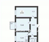 2-комн, 63кв м, этаж 2/3 улица Тевосяна, 32