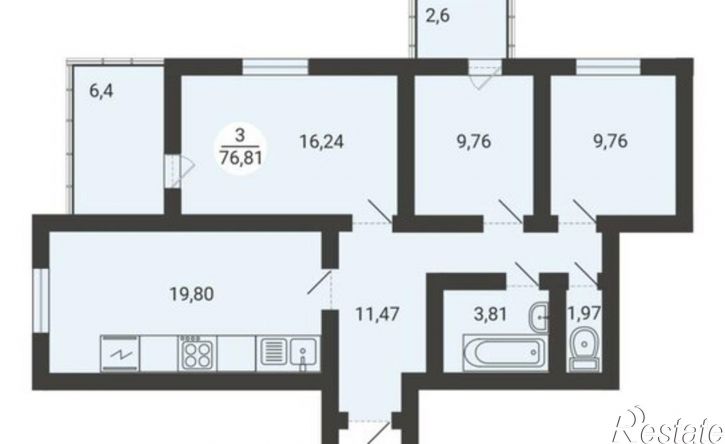 3-комн квартира улица Зелёный Лог, 67