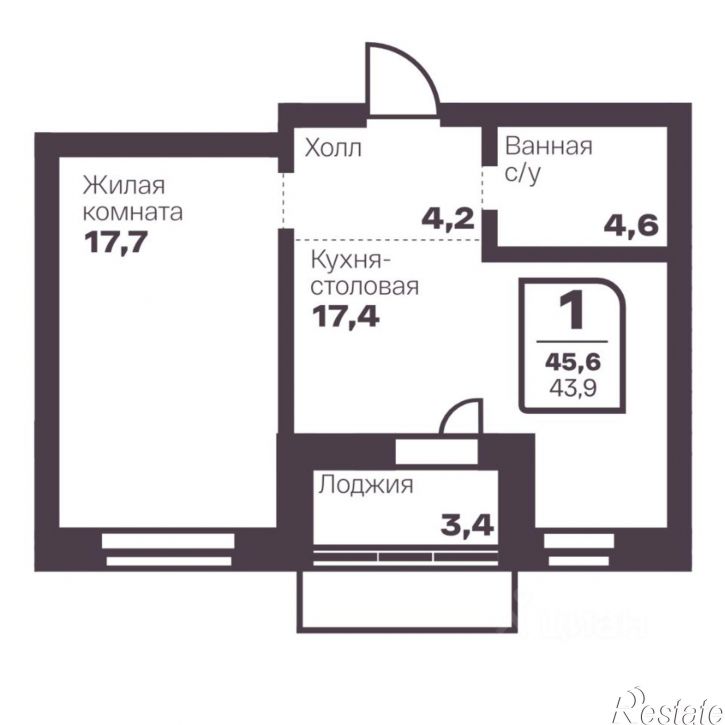 1-комн квартира в новом доме улица Притяжения